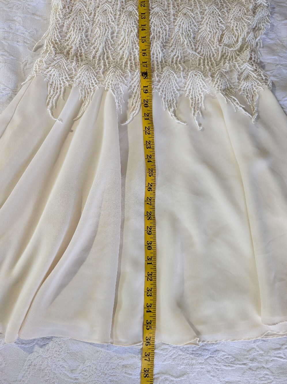 Night Way Collections Cream Lace Dress with Embroidery Fringe Details 10 Petite - Picture 10 of 10